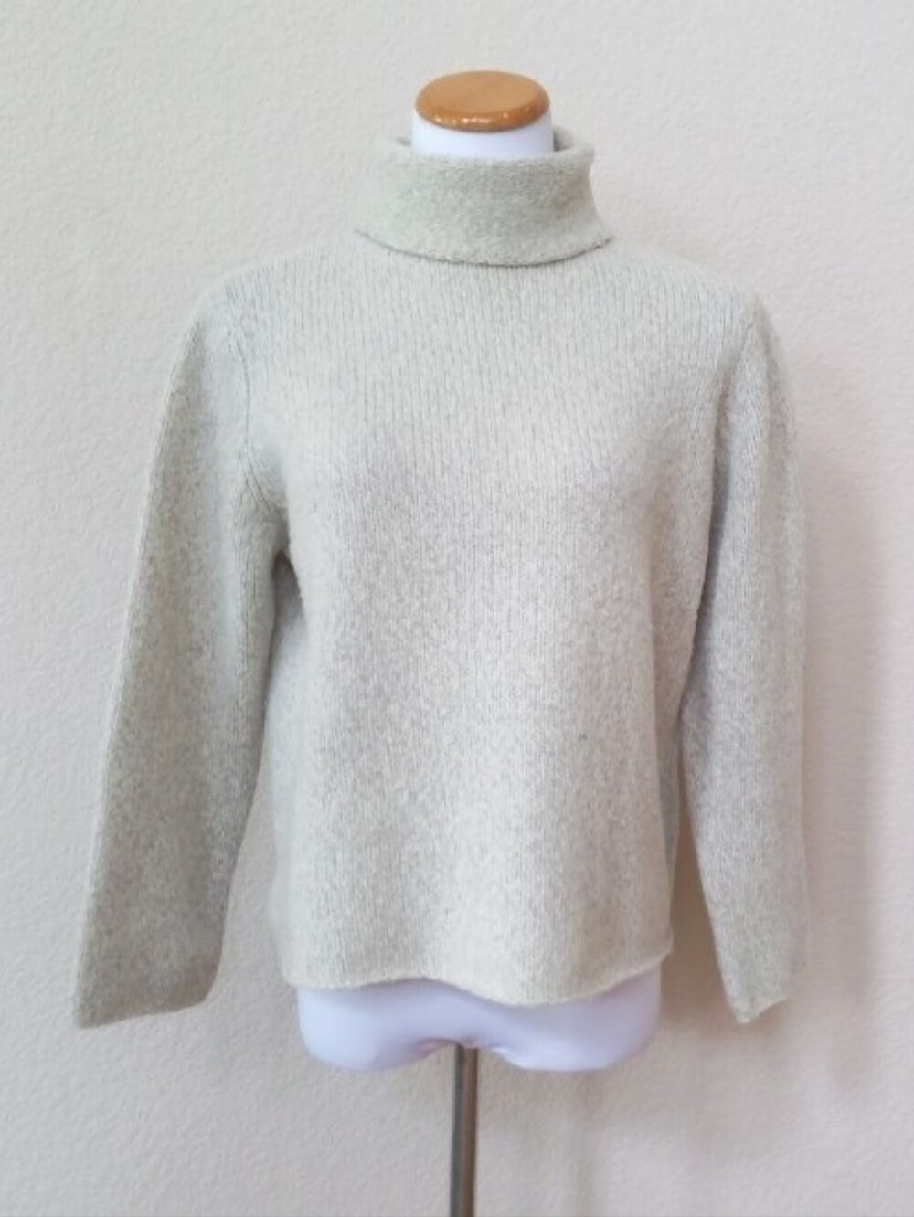 Eileen Fisher vintage beige wool roll turtleneck sweater